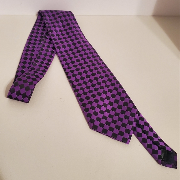 ADOLFO Men's Purple Black Tie - Picture 2 of 3